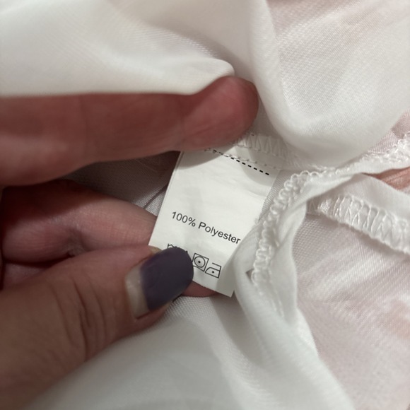 Anna Kaci Chiffon White Pink Floral Long Sleeve SzXL Cottagecore Flowy Feminine - Picture 8 of 8